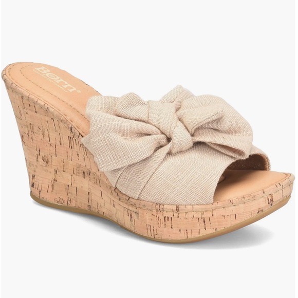 🌸BORN🌸 Cami Wedge Platform Sandal Natural Fabric Size: 11 - Picture 1 of 11